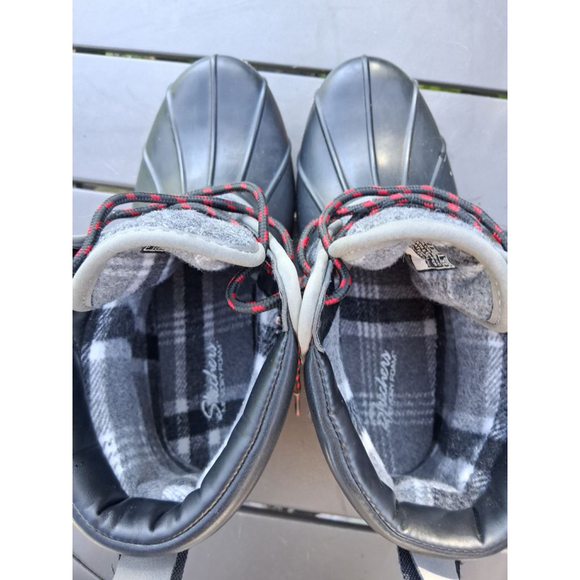 EUC Women's Skechers Black Grey Quilted Duck Winter Rain Boots US 8 - Picture 10 of 13